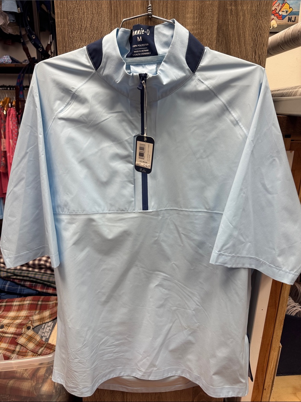 johnnie-O Light Blue Short-Sleeve Polo with Navy Trim